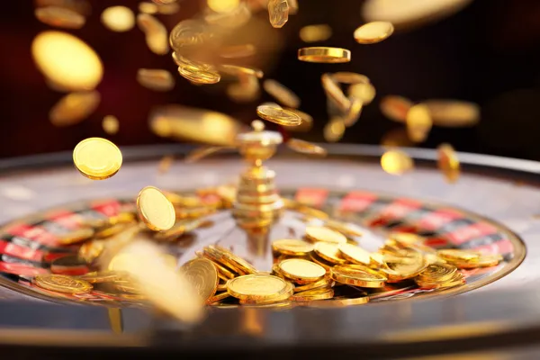 A woman in a luxurious green gown next to an ornate roulette wheel, capturing the upscale casino mood of SLO16.